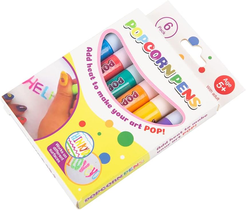 WYZHI Set of 6 Magic Puffy Pens Bubble Puffy Pen Art Popcorn Color Paint Pens DIY Drawing Heated Expands Kids Art Supplies