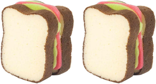 2 Pack Sandwich Sponge for Dishes Cute Toast Food Bread Spong Cleaning Kitchen