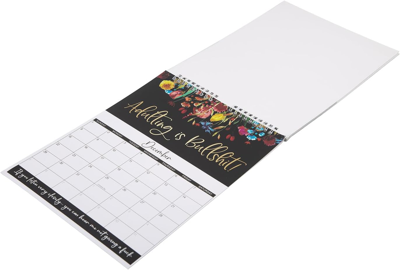 Qinry Fuck It 2024 Calendar Funny Novelty Monthly Calendar Flower Calendar Memo For Tired-Ass Women With Hook Home Office Hanging Calendar