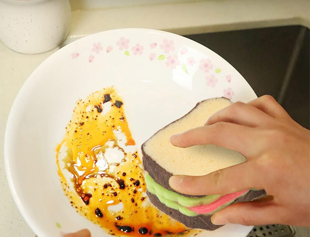 2 Pack Sandwich Sponge for Dishes Cute Toast Food Bread Spong Cleaning Kitchen