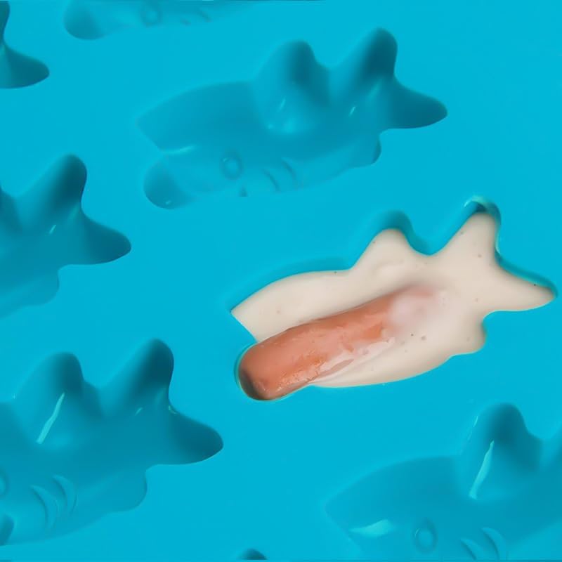 Wenoanew Shark Pigs In A Blanket Cookie Mold Shark Bites or Pigs Ice Cube Molds Silicone Molds (2 Pack)