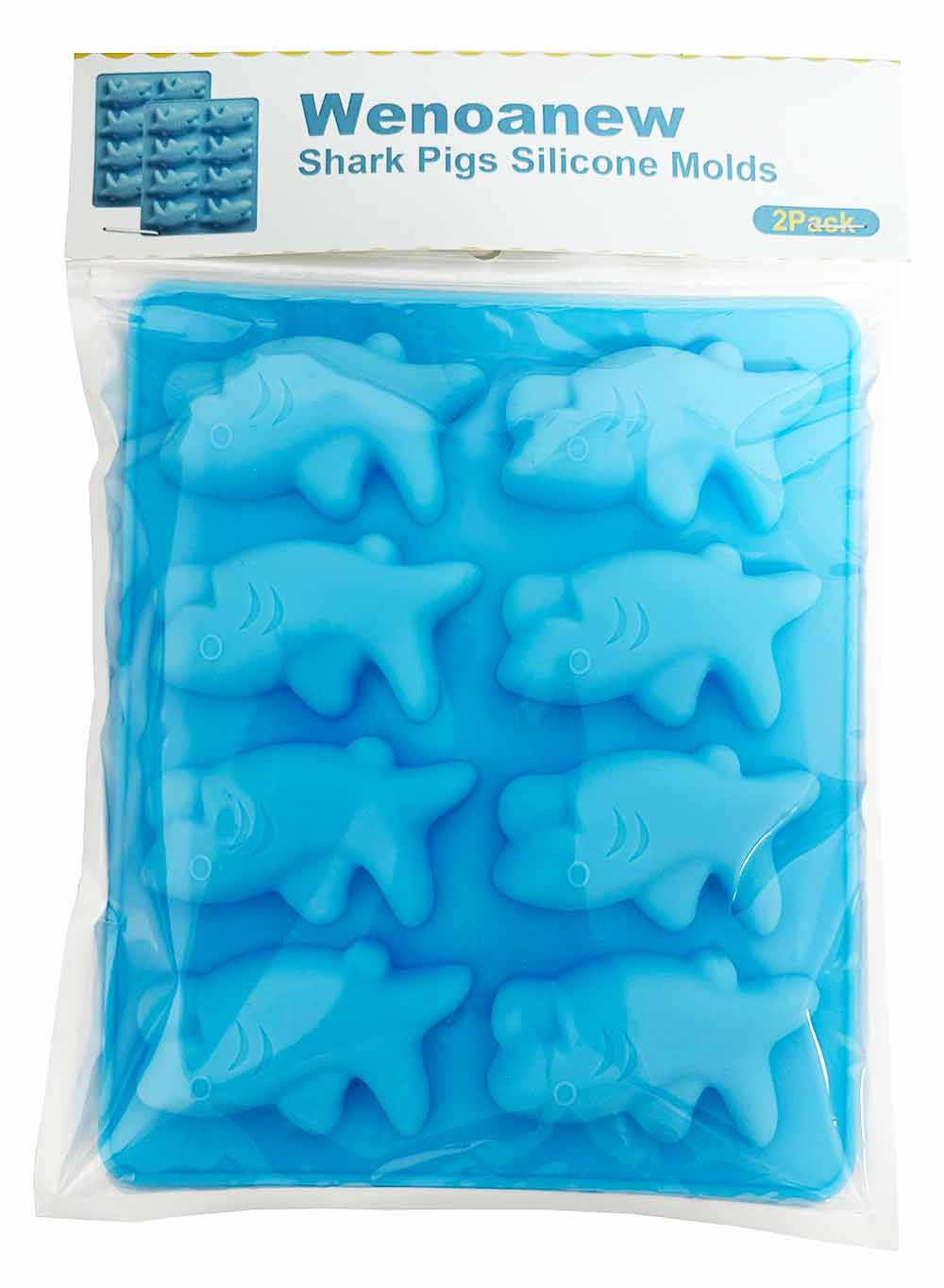 Wenoanew Shark Pigs In A Blanket Cookie Mold Shark Bites or Pigs Ice Cube Molds Silicone Molds (2 Pack)