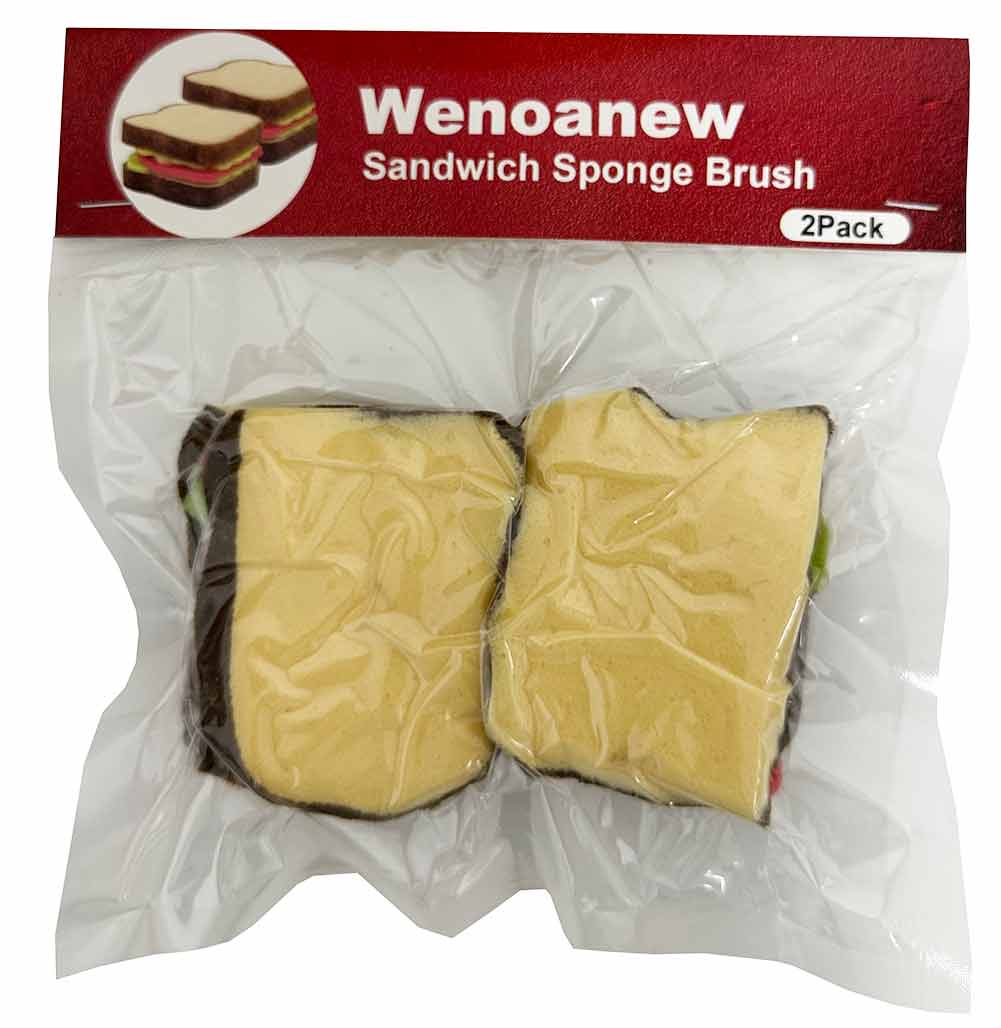 Wenoanew 2 Pack Sandwich Sponge for Dishes Cute Toast Food Bread Spong Cleaning Kitchen