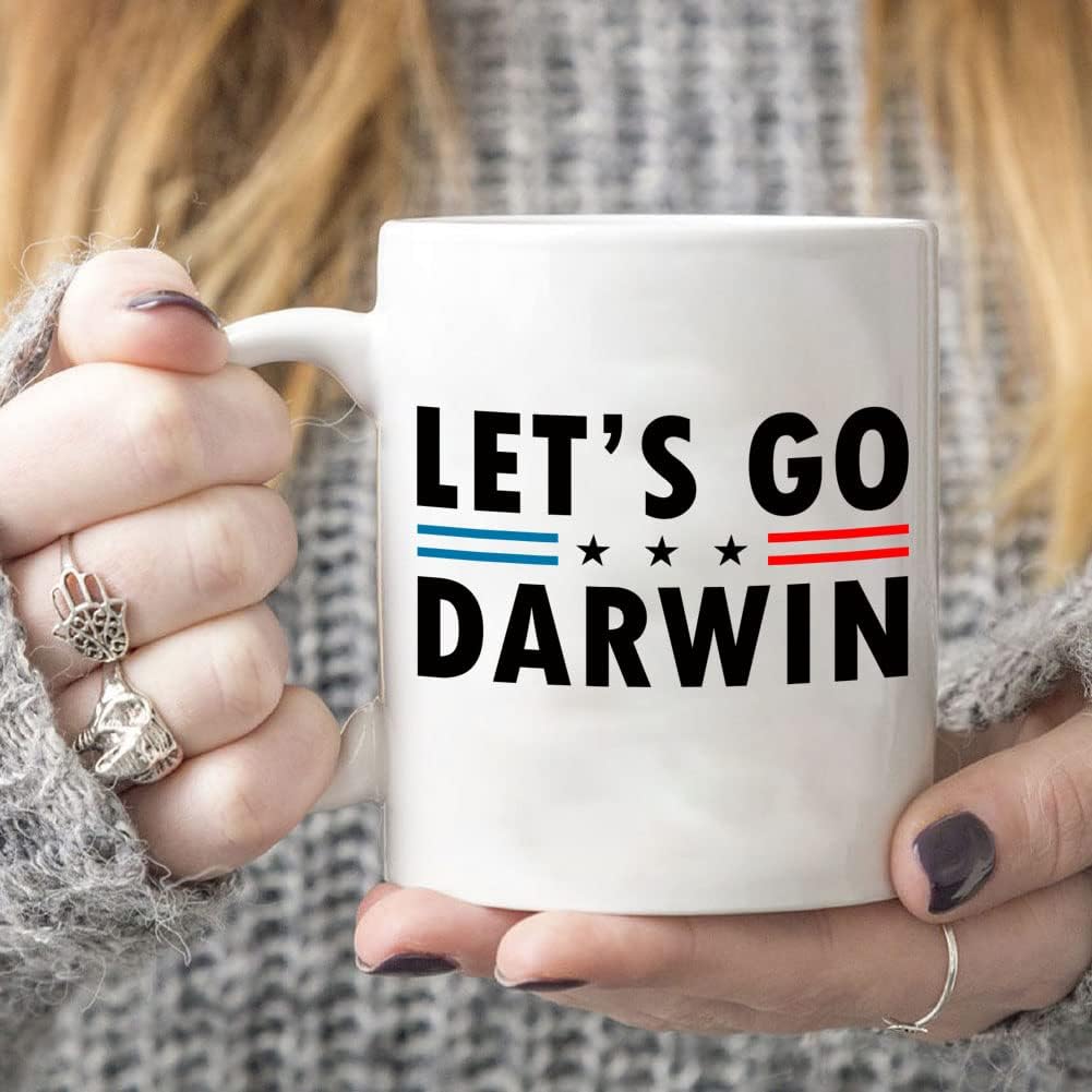 WYZHI Let's Go Darwin Mug Funny Ceramic Cup Let's Go Brandon Mug Gift Coffee FJB Cup With Double-sided Design
