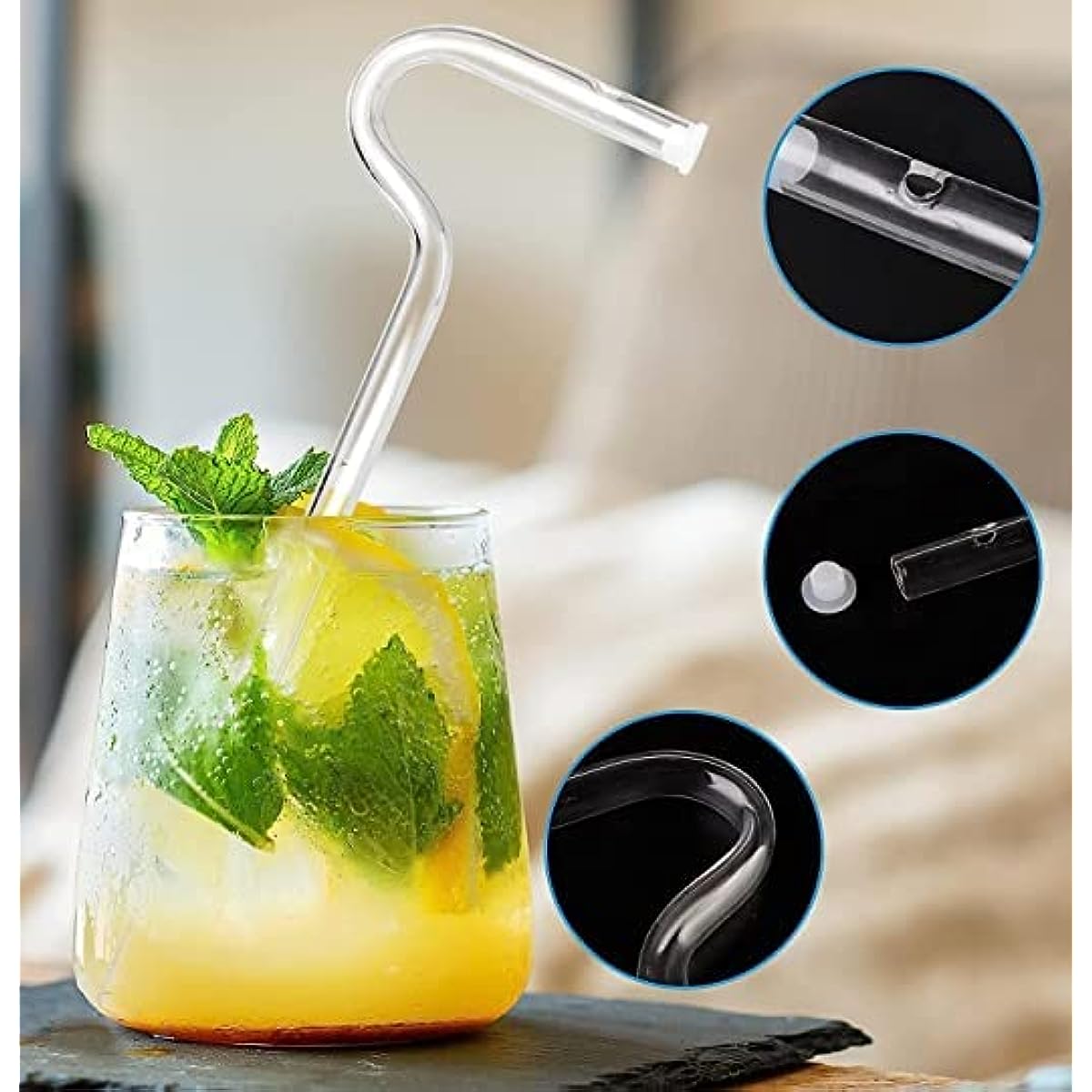 Wenoanew Anti Wrinkle Straw Flute Style Design for Engaging No Wrinkle Straw Say Goodbye to Wrinkles with Reusable Glass Drinking Lip Straw