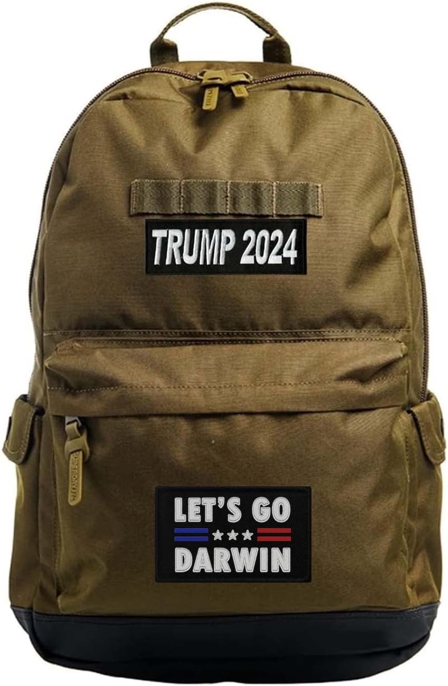 2 Pack Let's Go Darwin Patch Funny Let's Go Brandon Embroidery Military Tactical Hook Fastener Patch for Caps Bags Vests Military Uniforms