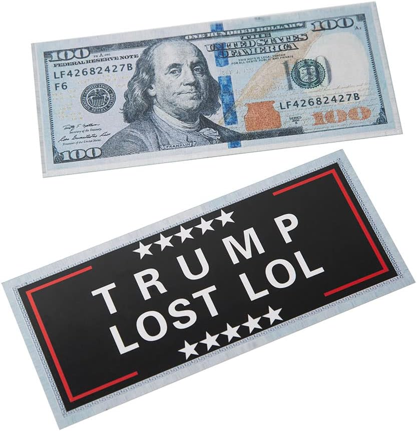 WYZHI 100 Pack Trump Lost 100 Dollar Bills Hundred Bills Gag Joke Prank Anti Trump Funny $100 Drop Card