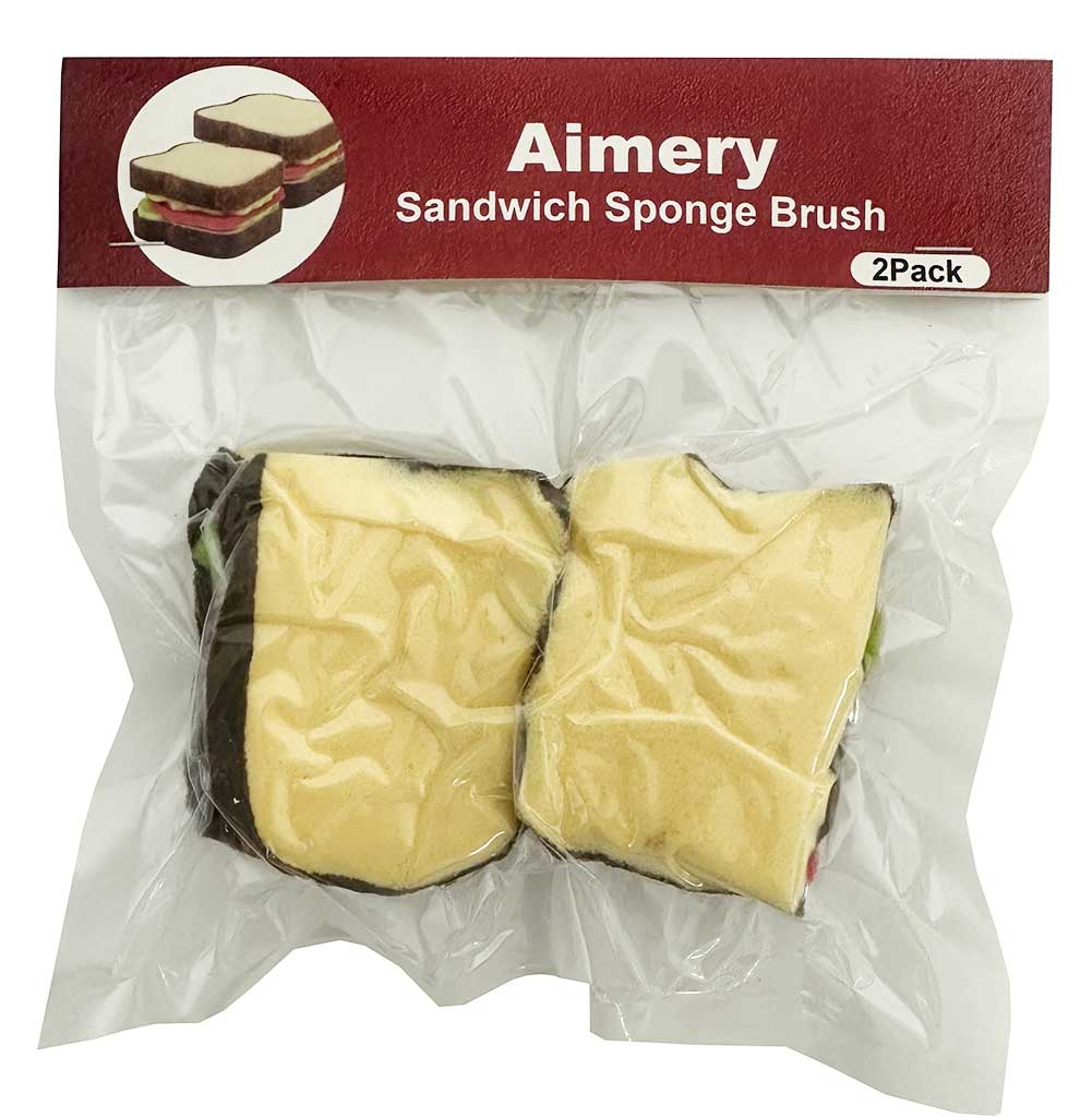 Aimery 2 Pack Sandwich Sponge for Dishes Cute Toast Food Bread Spong Cleaning Kitchen