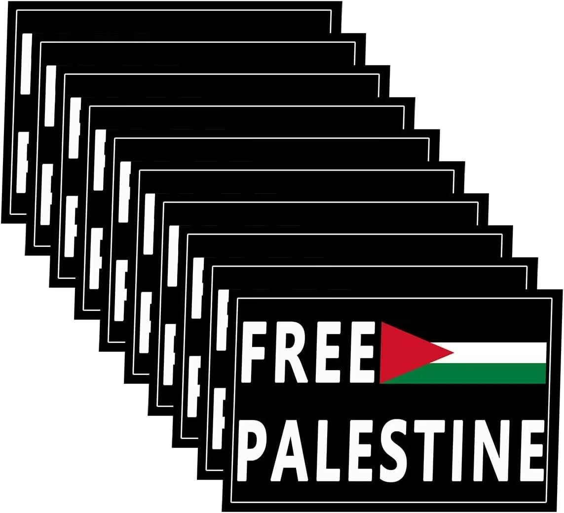 Qinry 10 Pack Free Palestine Gaza Flag Arabic Freedom for Palestinians Stand with Israel Flag Support Israel Stickers Laptop Bumper Decal Window Waterproof Car Stickers