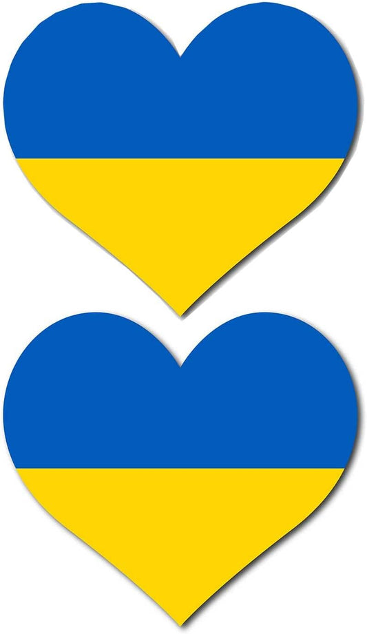 2 Pack Heart Ukraine Flag Car Magnet Ukrainian National Flags Support Ukraine Magnet Stand with Ukraine Auto Truck Fridge Magnetic Decal BumperMagnet